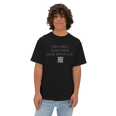 Christian Oversized Tee with QR Code Scripture