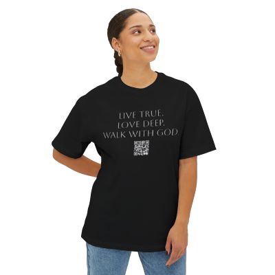 Christian Oversized Tee with QR Code Scripture